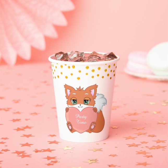 Gobelets En Papier Renard mignon & Confettis dorés Fête (Insitu)