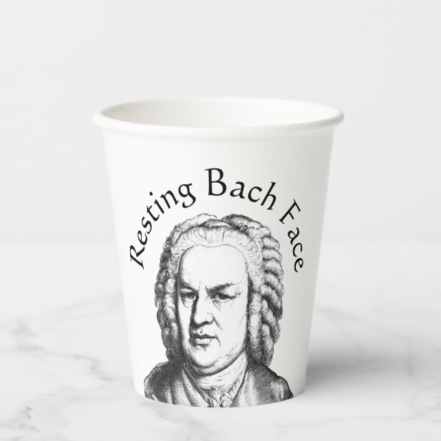 Gobelets En Papier Repose Bach Face Compositeur de musique classique (Recto)