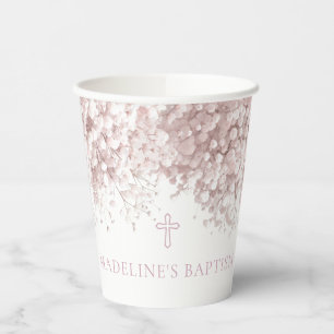 Gobelets En Papier respiration du bébé rose Baptême