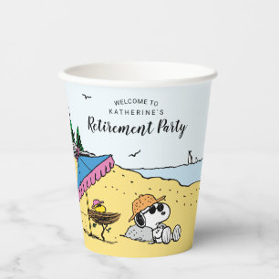 Gobelets En Papier Retraite Snoopy & Woodstock sur la plage