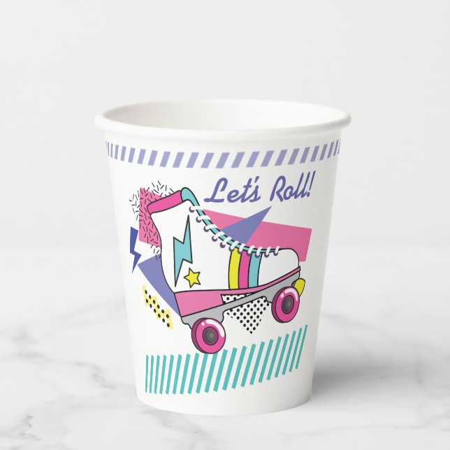 Gobelets En Papier Retro 80s Roller Skate Party tasse de papier (Recto)