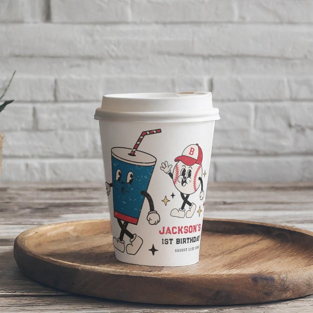 Gobelets En Papier Retro Baseball Vibes Boy Anniversaire (Créateur téléchargé)
