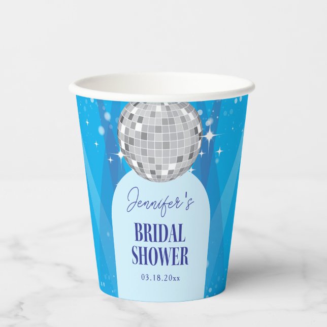 Gobelets En Papier Retro Blue 70s Disco Dancing Queen Enterrement de  (Recto)