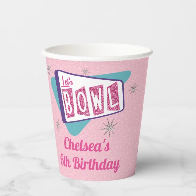 Gobelets En Papier Retro Bowling Anniversaire 50's Tenpin Paper Cup (Recto)