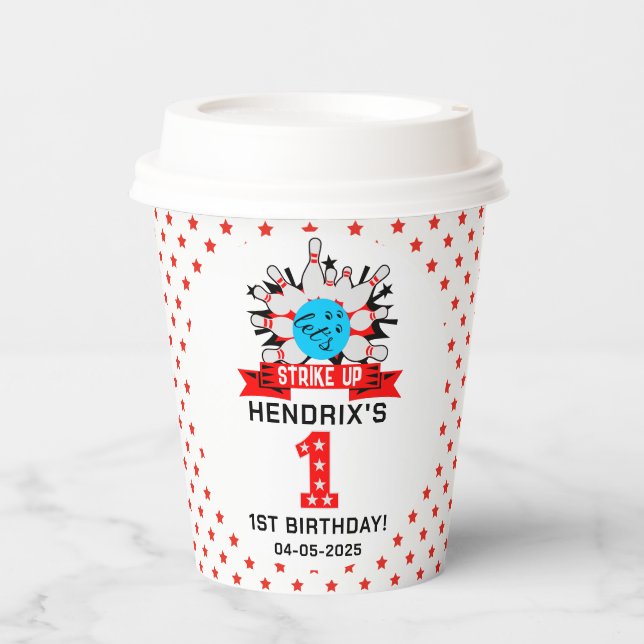 Gobelets En Papier Retro Bowling Kids 1st Birthday Party (Recto)