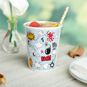 Gobelets En Papier Retro Comic Explosion Pop Art