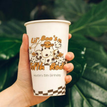 Retro Cowboy Halloween À damiers Motif Anniversair