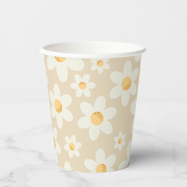 Gobelets En Papier Retro Daisy Super Boho Paper Cup | Parc Floral de  (Recto)
