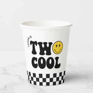 Gobelets En Papier Retro Deux Cool Boy 2e fête d'anniversaire