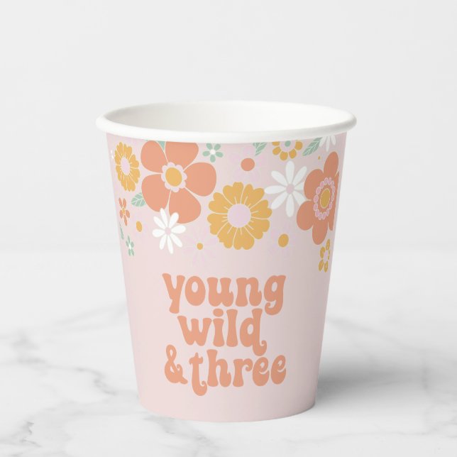 Gobelets en papier Retro Floral Young Wild Three p (Recto)