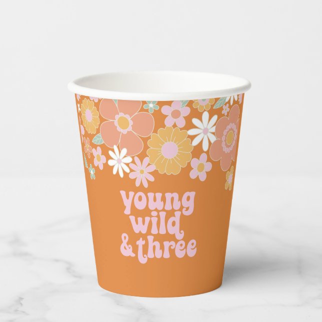 Gobelets en papier Retro Floral Young Wild Three p (Recto)