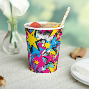Gobelets En Papier Retro Funky Abstrait Comic Pop Motif
