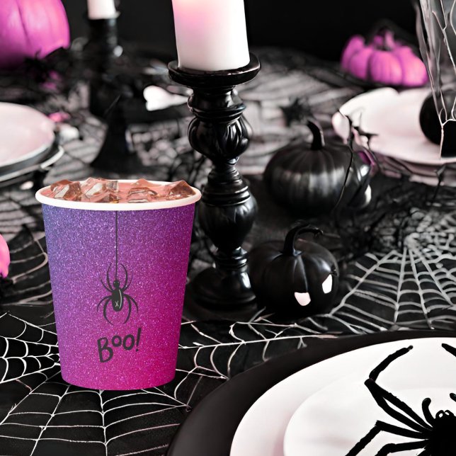 Gobelets En Papier Retro Glam Halloween Boo Spider Anniversaire (Créateur téléchargé)
