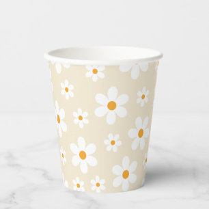 Gobelets En Papier Rétro Groovy Anniversaire Fleur de Tan