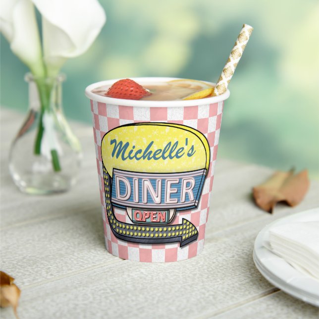 Gobelets En Papier Retro les années 50 Diner Sock Hop Anniversaire Th (Insitu)
