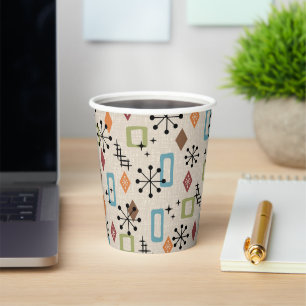 Gobelets En Papier Retro Mid-Century moderne Atomique Abstrait Motif