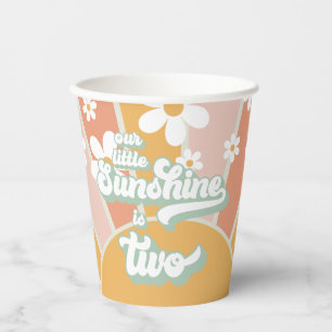 Gobelets En Papier Rétro Notre petit soleil a deux ans Fête d'anniver