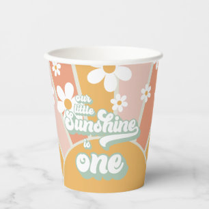 Gobelets En Papier Rétro Notre petite Sunshine Daisy Anniversaire