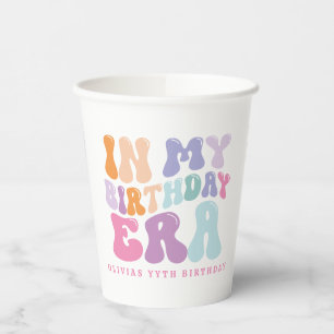 Gobelets En Papier Retro pastel coloré époque d'anniversaire moderne