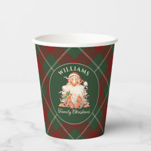 Gobelets En Papier Retro Père Noël Famille Noël avec nom et année