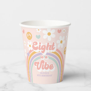 Gobelets En Papier Retro Rainbow Eight est un Vibe 8e anniversaire