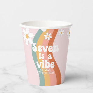 Gobelets En Papier Retro Rainbow Seven est un Vibe Daisy 7e anniversa