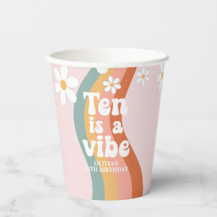 Gobelets En Papier Retro Rainbow Ten est un Vibe Daisy 10e anniversai