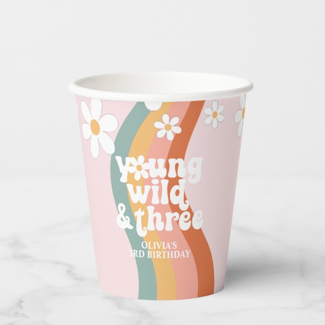Gobelets En Papier Retro Rainbow Young Wild Three Daisy (Recto)