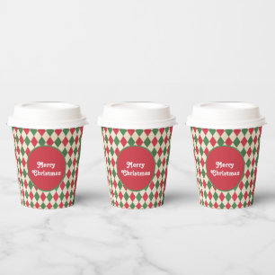 Gobelets En Papier Retro Red Green Harlequin