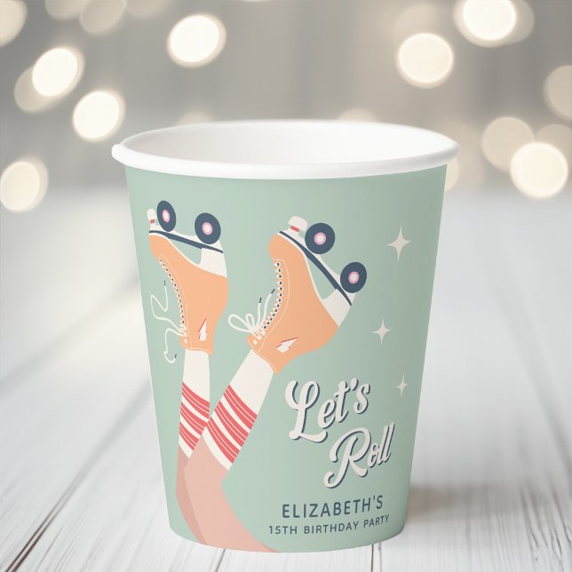 Gobelets En Papier Retro Roller Sking fête d'anniversaire (Créateur téléchargé)