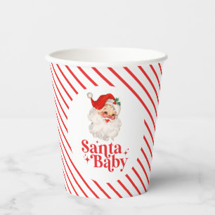 Gobelets En Papier Retro Santa Baby fête prénatale de Noël bébé