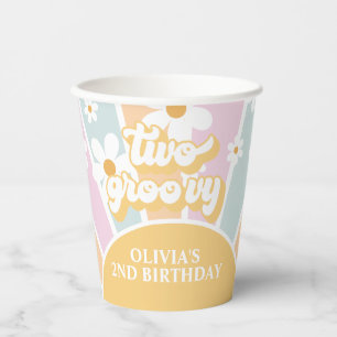 Gobelets En Papier Retro Sunshine Deux Groovy anniversaire pastel Dai