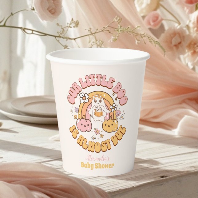 Gobelets En Papier Retro Super Halloween Little Boo Baby shower (Créateur téléchargé)