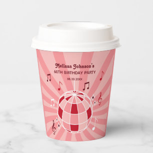 Gobelets En Papier Retro Super Wave Disco Ball Musical Rose Anniversa