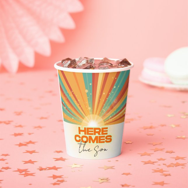 Gobelets En Papier Retro Voici Le Baby shower Fils (Insitu)