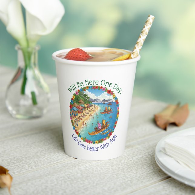 Gobelets En Papier Rêves de vacances tropicales (Insitu)