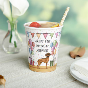 Gobelets En Papier Rhodesian Ridgeback Anniversaire Coloré Pastel