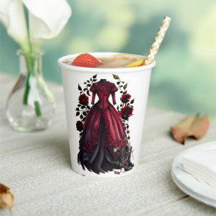 Gobelets En Papier Robe et talons rouges victoriens Antique Rose Go