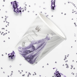 Gobelets En Papier Robe violette argentée Princesse Quinceañera Class
