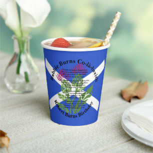 Gobelets En Papier Robert Burns Anniversaire Poème Thistler Drapeau G