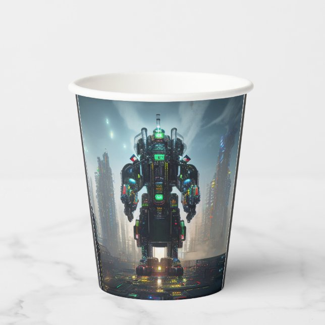 Gobelets En Papier Robot 4 tasses en papier (Recto)