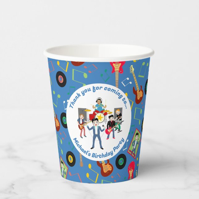 Gobelets En Papier Rock Star Boys Band Anniversaire (Gauche)