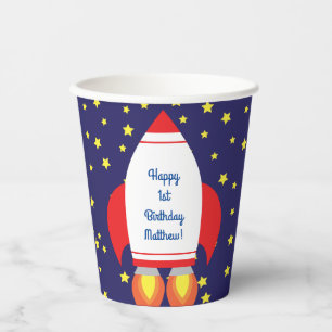 Gobelets En Papier Rocketship Outer Space mignon Enfant Anniversaire