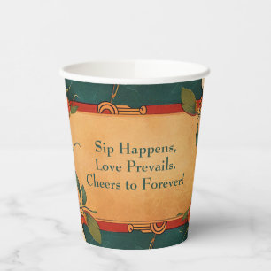 Gobelets En Papier 🌹 Romance de la Rose : Splendeur Art Nouveau