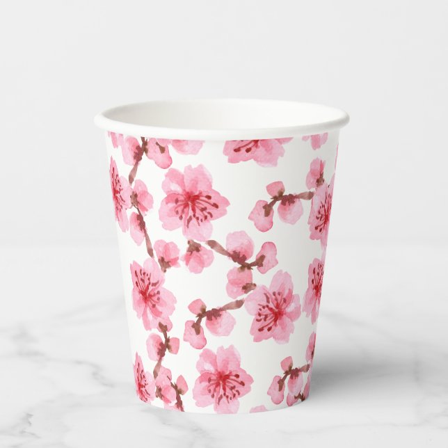 Gobelets En Papier Romantic pink Cherry blosson (Recto)