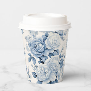 Gobelets En Papier Romantique Chic Antique Dusty Blue Roses