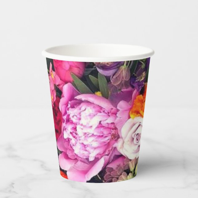 Gobelets En Papier Romantique Floral multicolore (Recto)