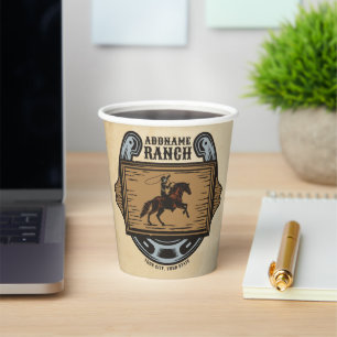 Gobelets En Papier Roping Cowboy AJOUTER LE NOM Western Family Horse
