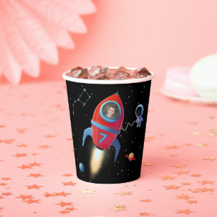 Gobelets En Papier Roquette avec photo OVNI Alien Astronaut Anniver