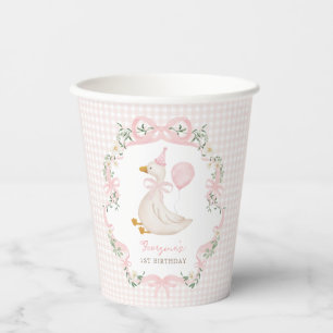 Gobelets En Papier Rose Bow Silly Goose Girl 1er anniversaire
